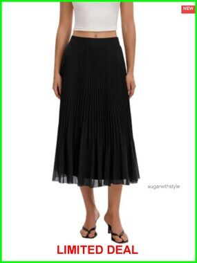 Elegant Pleated Chiffon A-Line Midi Skirt for Work Casual Party